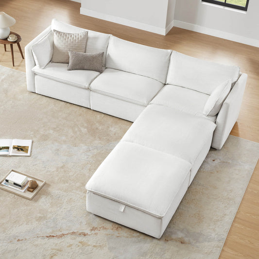 Modular Sofa in Feather with 5-Piece Configuration