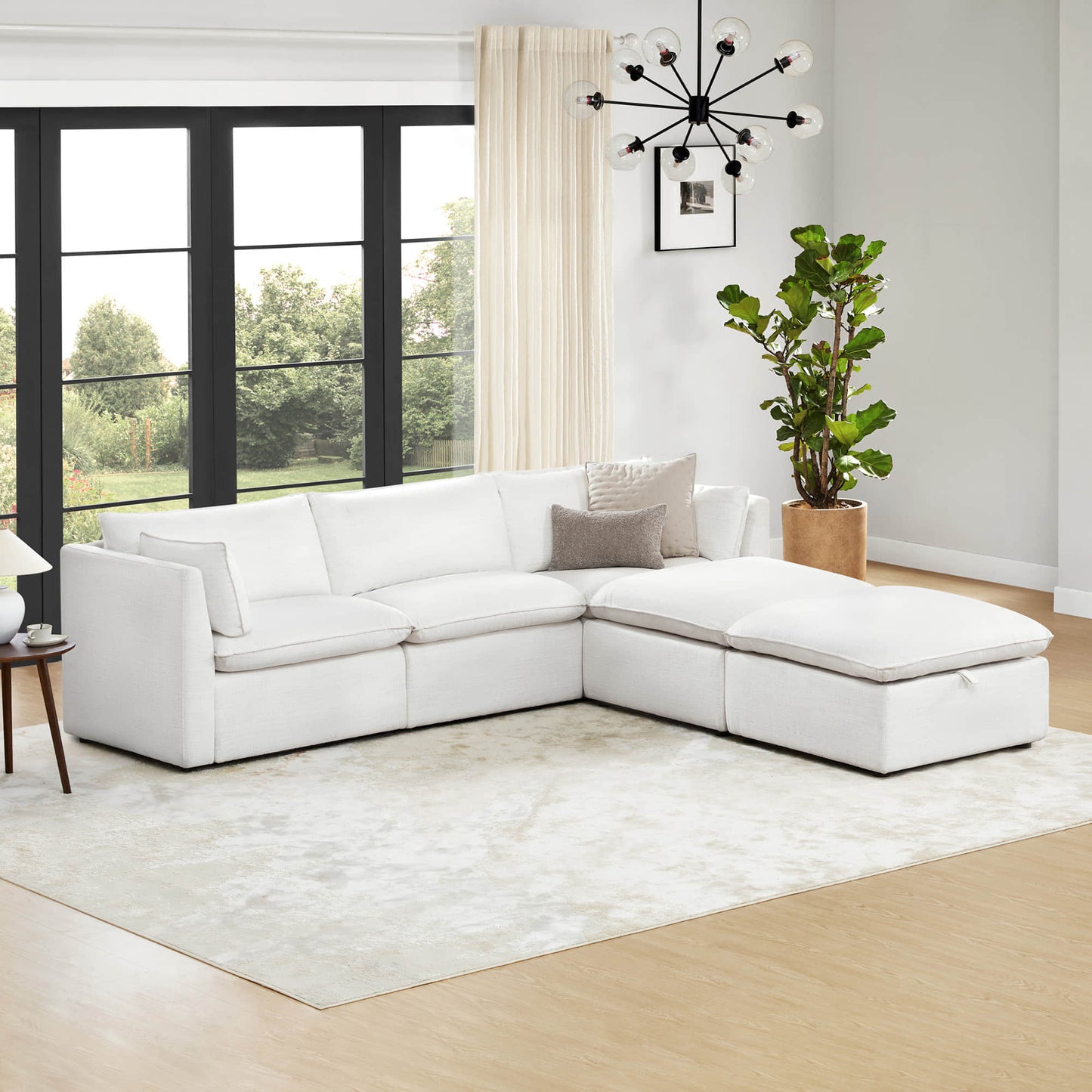 Modular Sofa in Feather with 5-Piece Configuration
