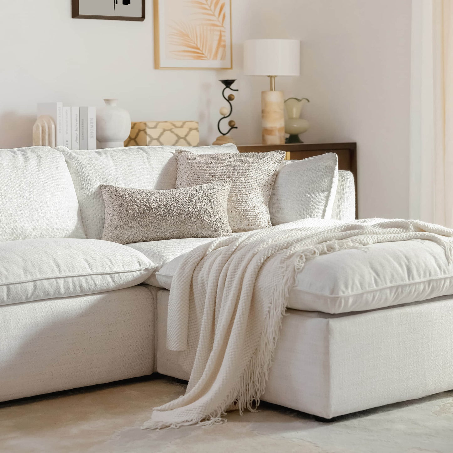 Modular Sofa in Feather with 5-Piece Configuration