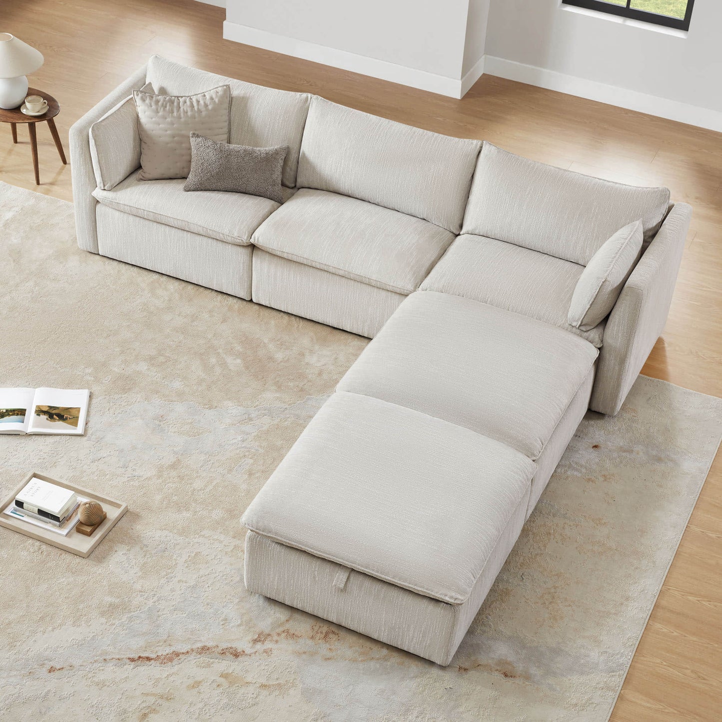Modular Sofa in Feather with 5-Piece Configuration