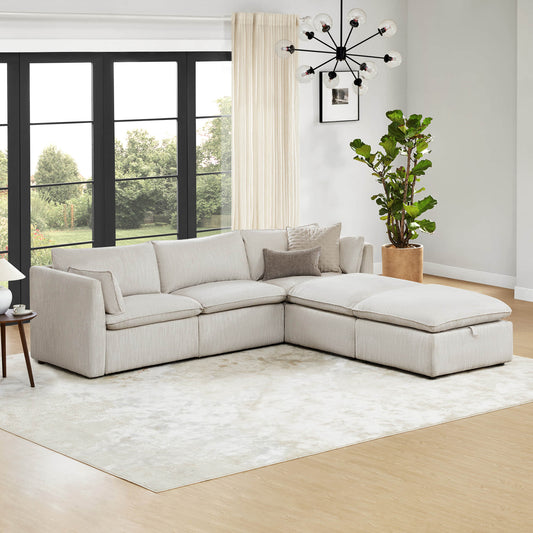 Modular Sofa in Feather with 5-Piece Configuration