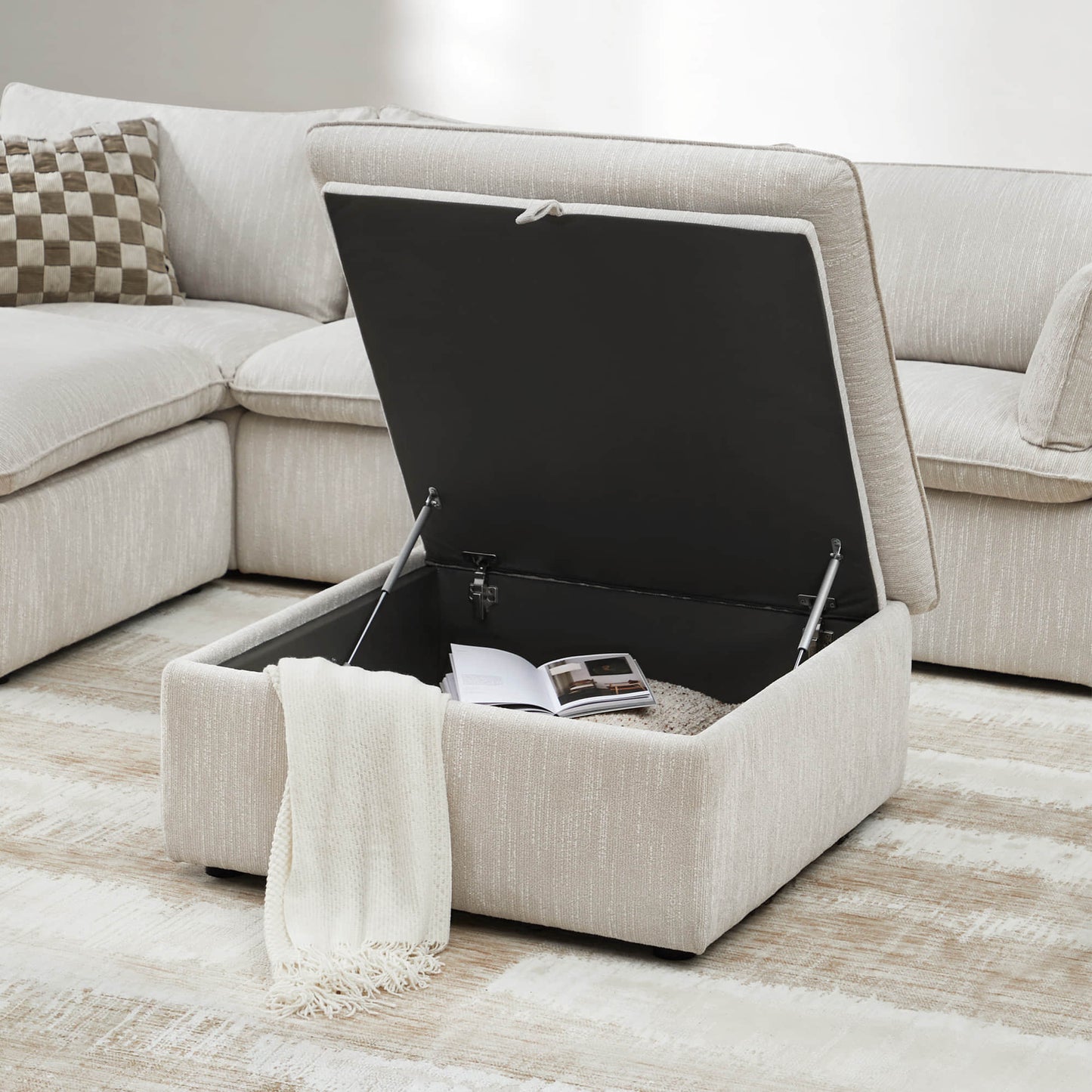 Modular Sofa in Feather with 5-Piece Configuration