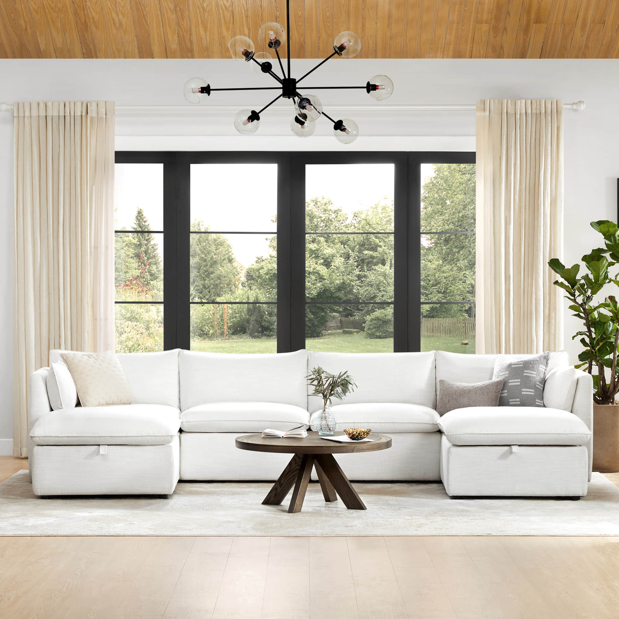 Modular Sofa in Feather with Six Versatile Sections