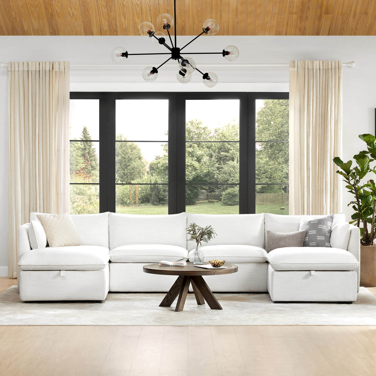 Modular Sofa in Feather with Six Versatile Sections