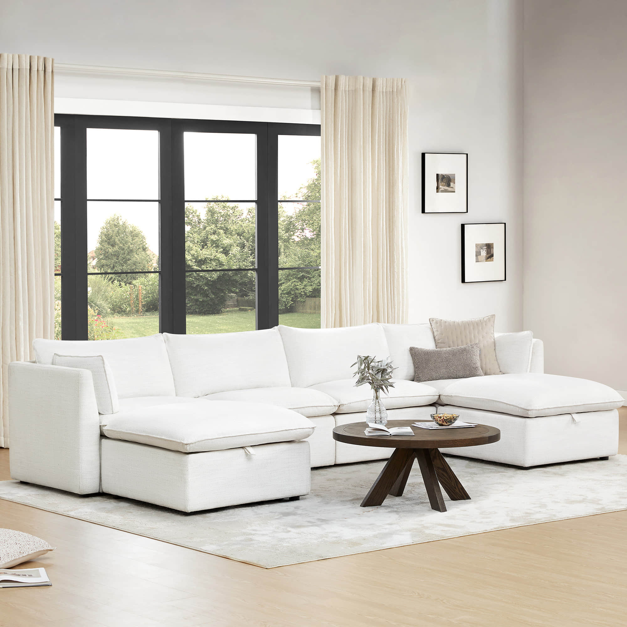 Modular Sofa in Feather with Six Versatile Sections