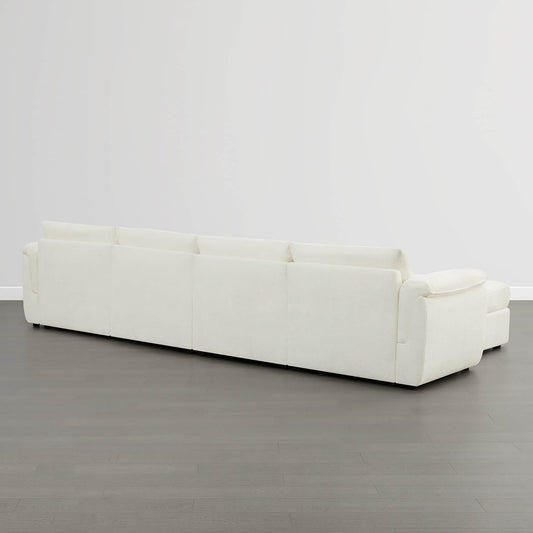 Modular Sofa in Grey Fabric with Storage Ottoman