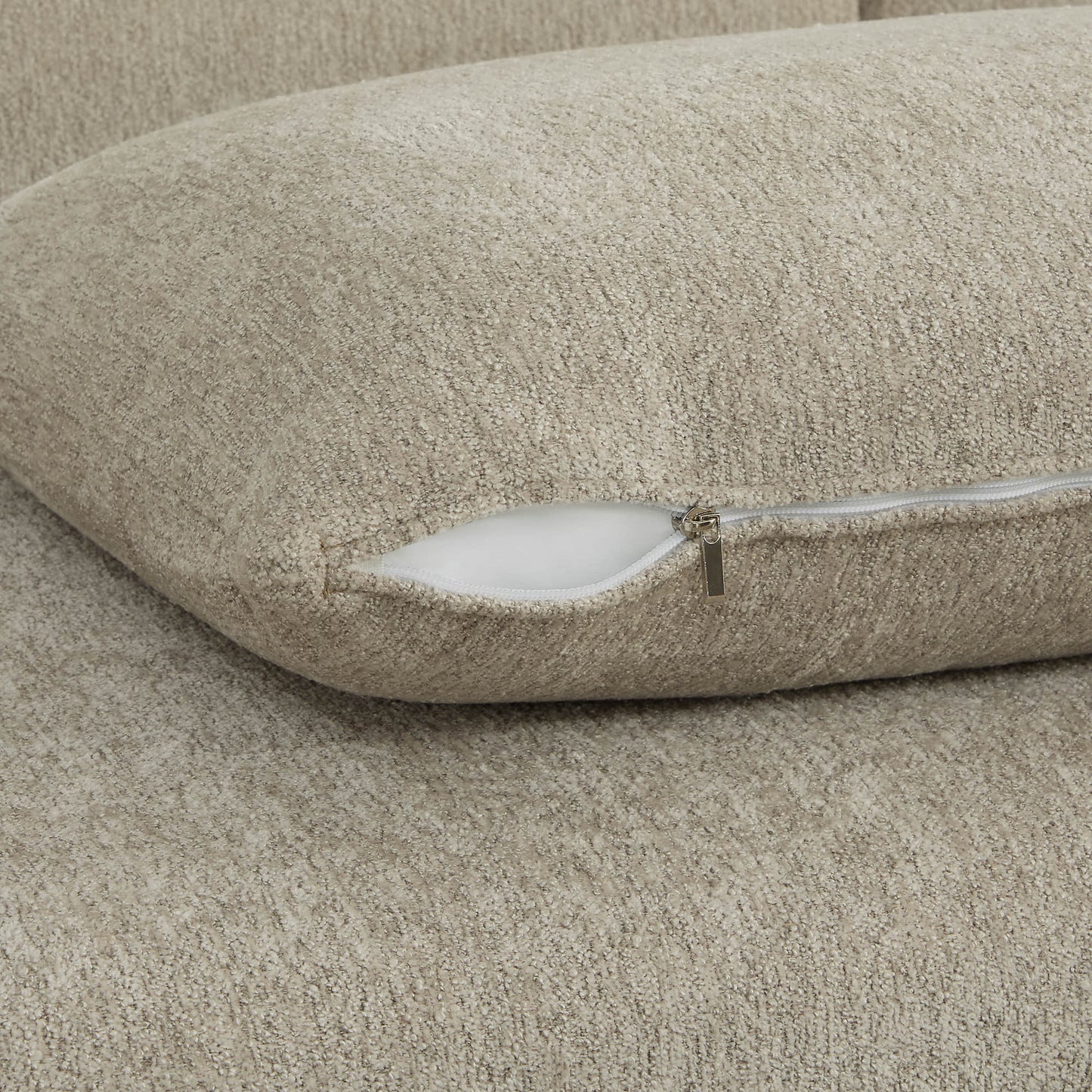 Modular Sofa in Grey Fabric with Storage Ottoman