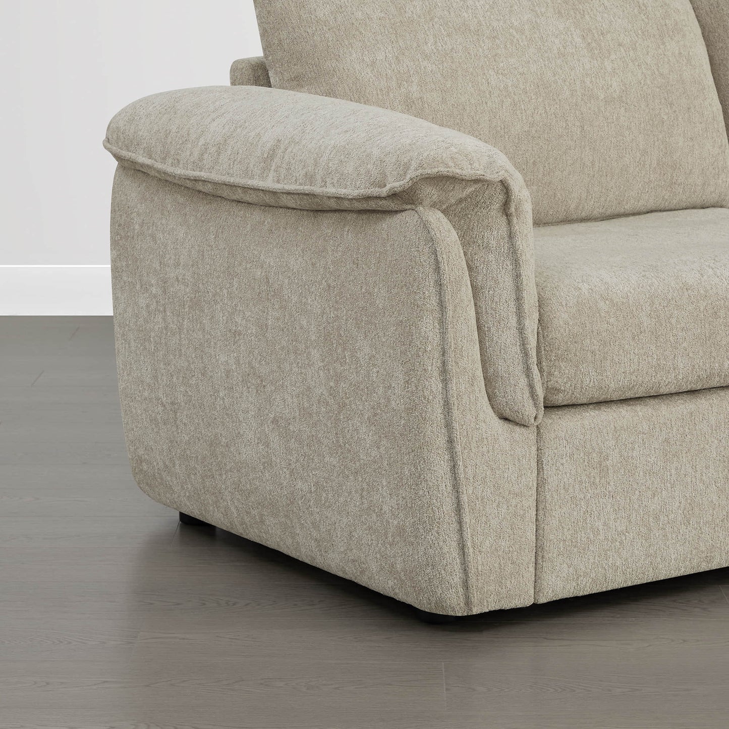 Modular Sofa in Grey Fabric with Storage Ottoman