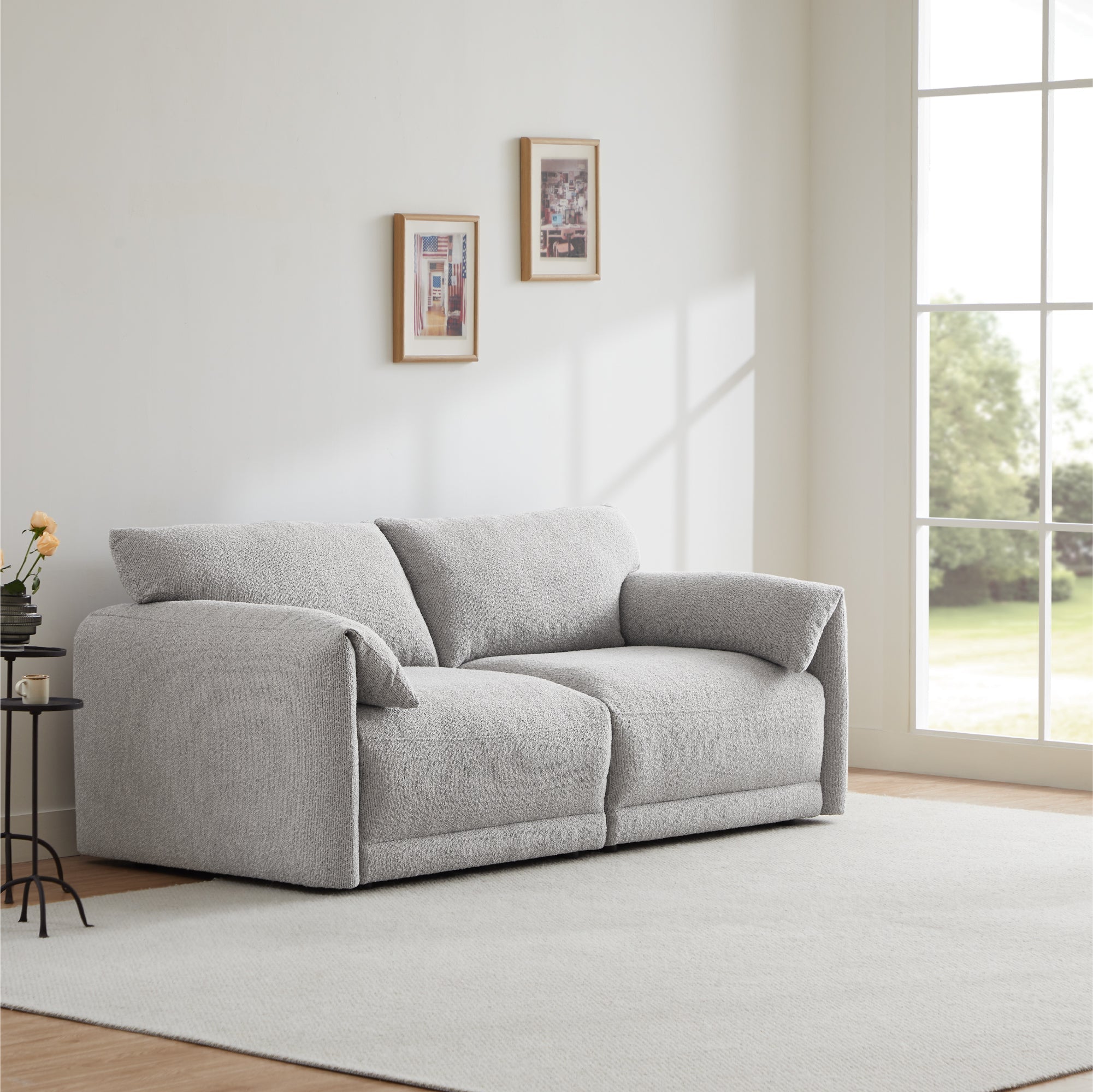 Modular Sofa in Performance Boucle with 2-Piece Design