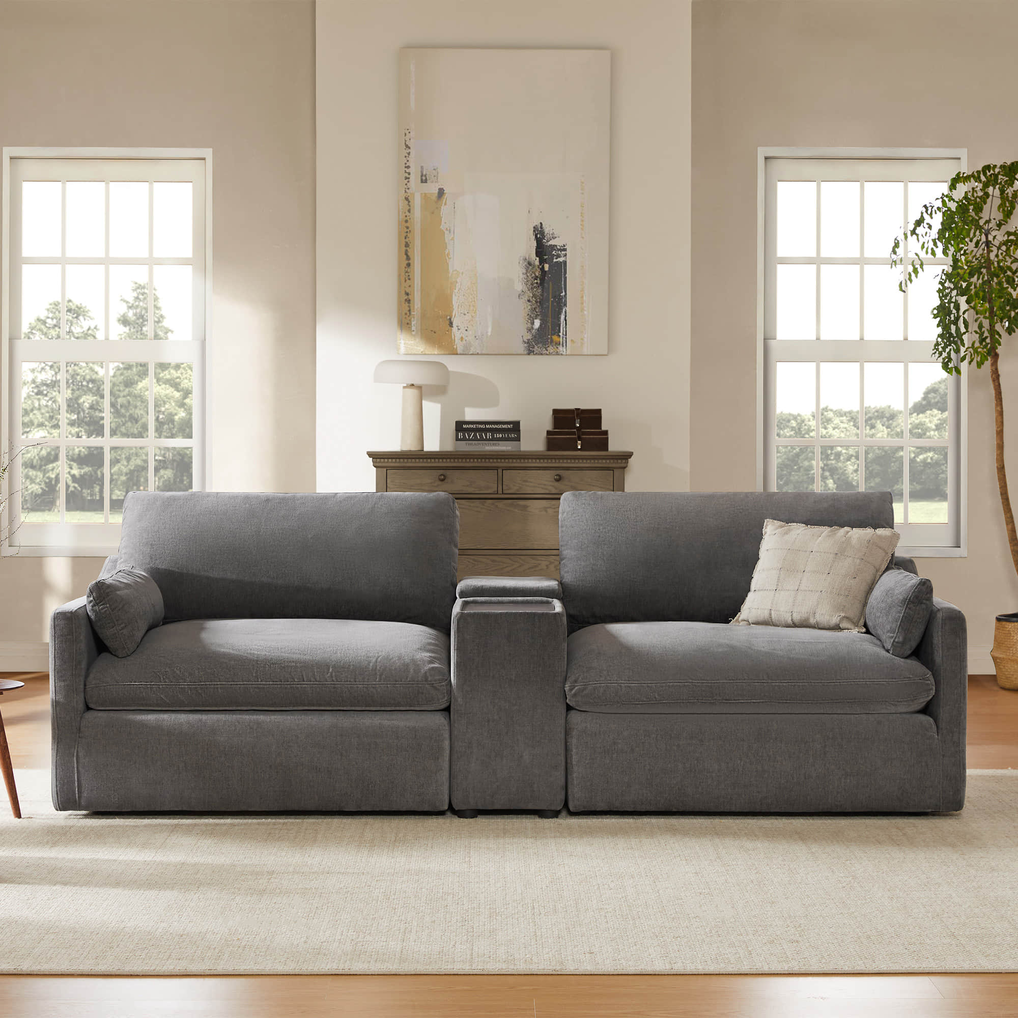 Modular Sofa in Soft Fabric with Two Seats