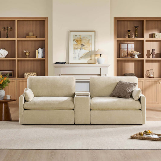 Modular Sofa in Soft Fabric with Two Seats
