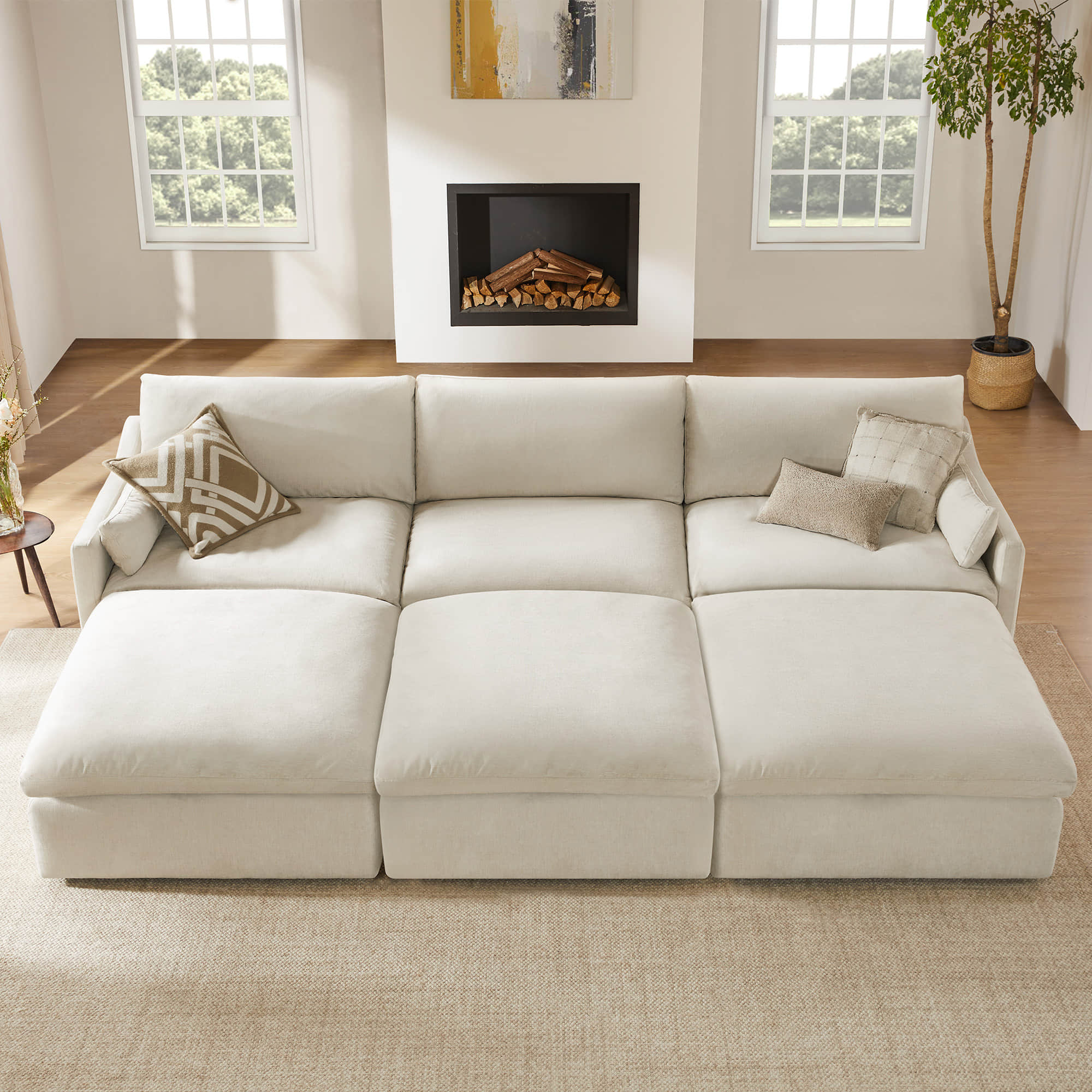Modular Sofa Pit Sectional in Kenna Design for 6 Seats