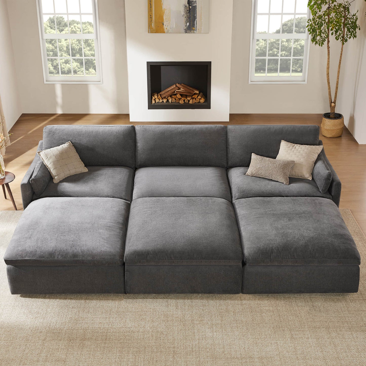 Modular Sofa Pit Sectional in Kenna Design for 6 Seats
