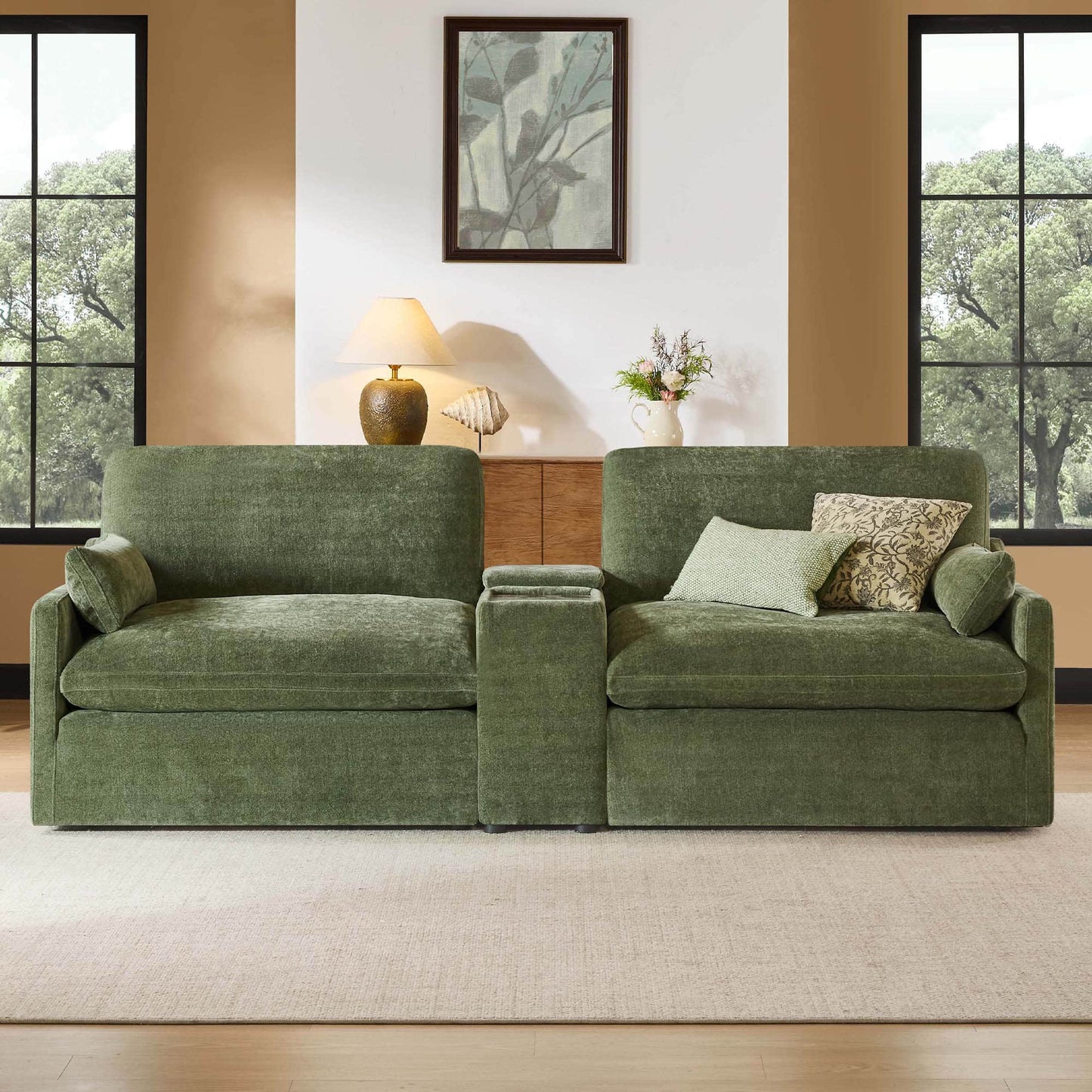 Modular Sofa Pit Sectional in Kenna Design for 6 Seats