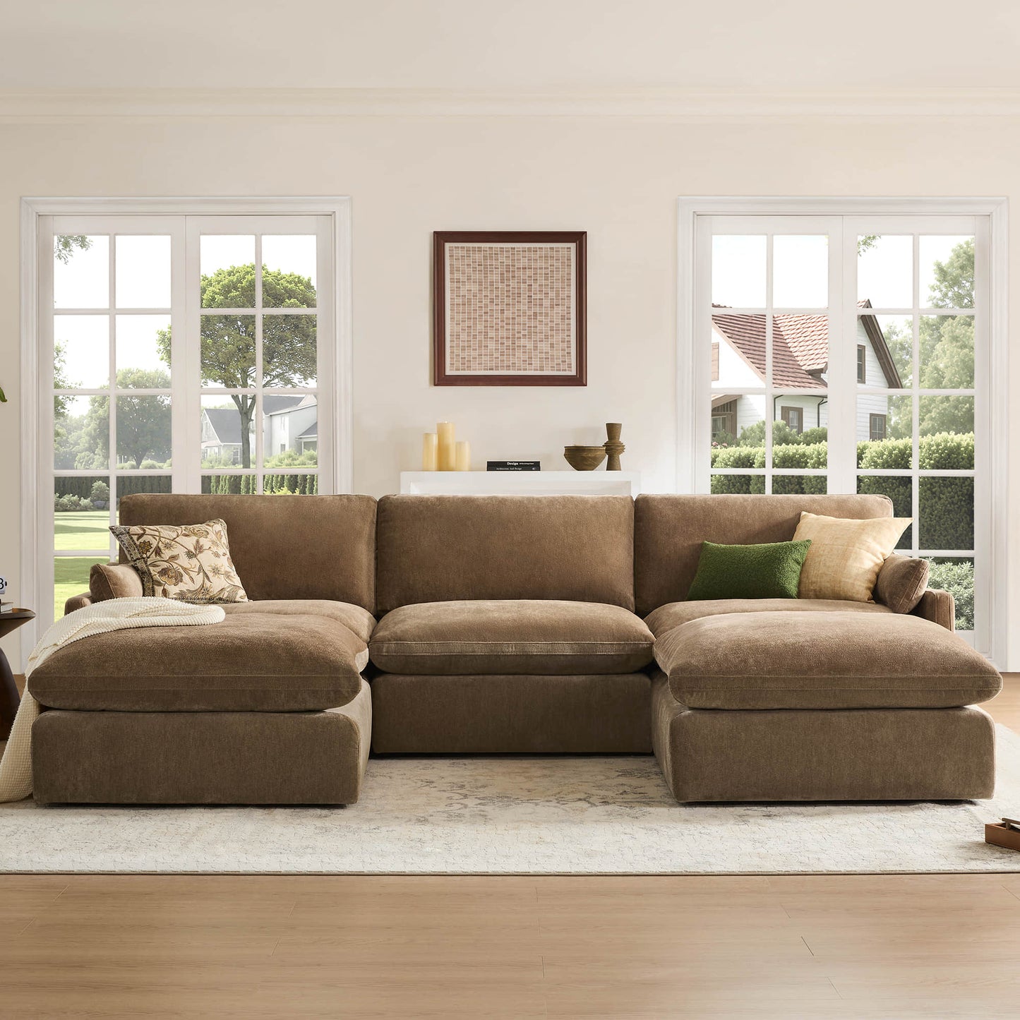 Modular Sofa Pit Sectional in Kenna Design for 6 Seats
