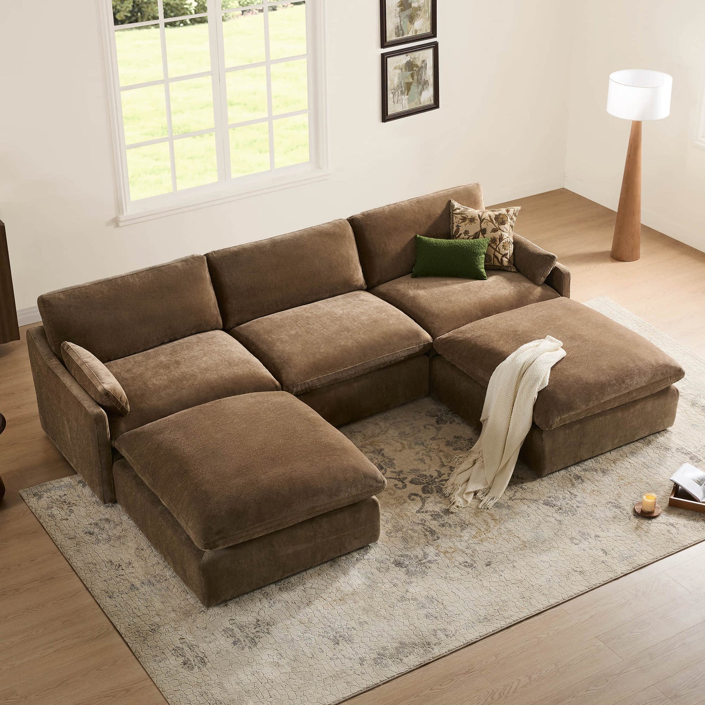 Modular Sofa Pit Sectional in Kenna Design for 6 Seats