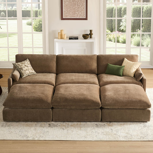 Modular Sofa Pit Sectional in Kenna Design for 6 Seats