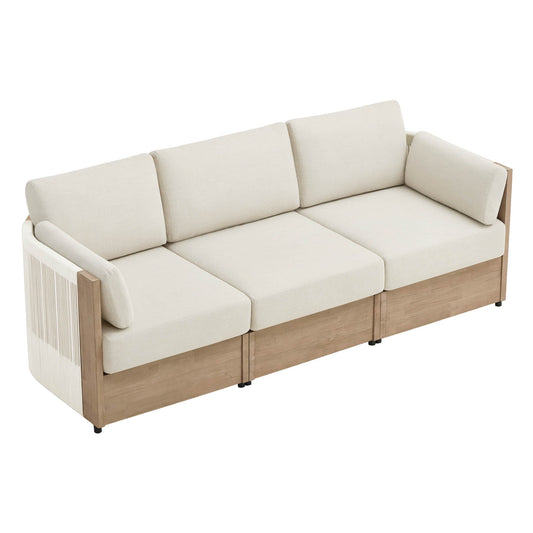 Modular Sofa Set in Acacia Wood with Rope Detailing