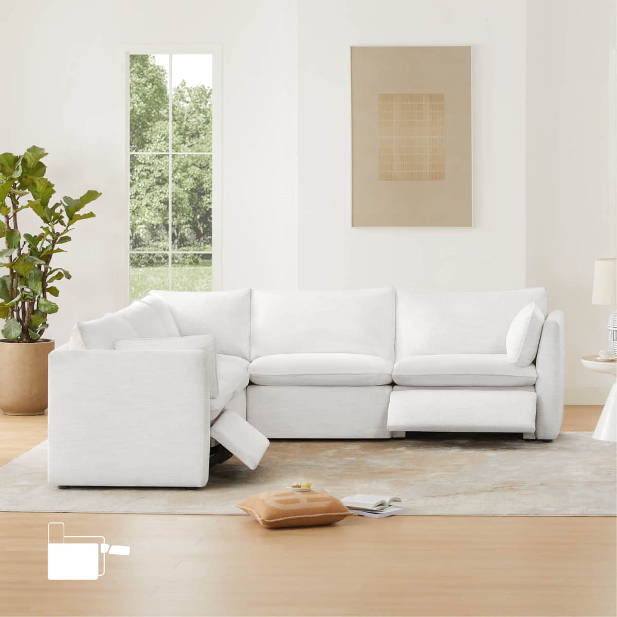 Modular Sofa Set in Feather with Electric Footrests