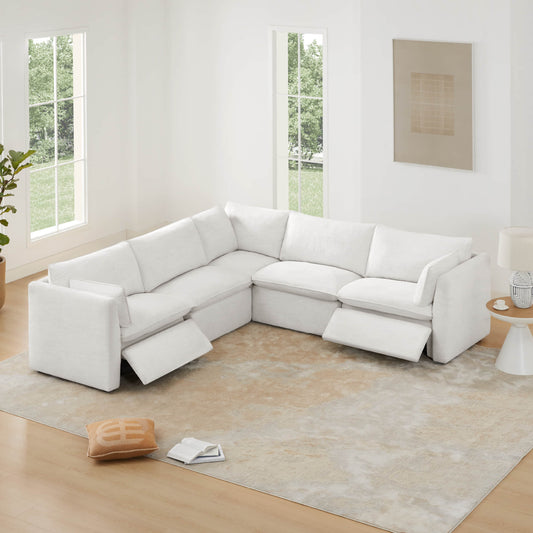 Modular Sofa Set in Feather with Electric Footrests