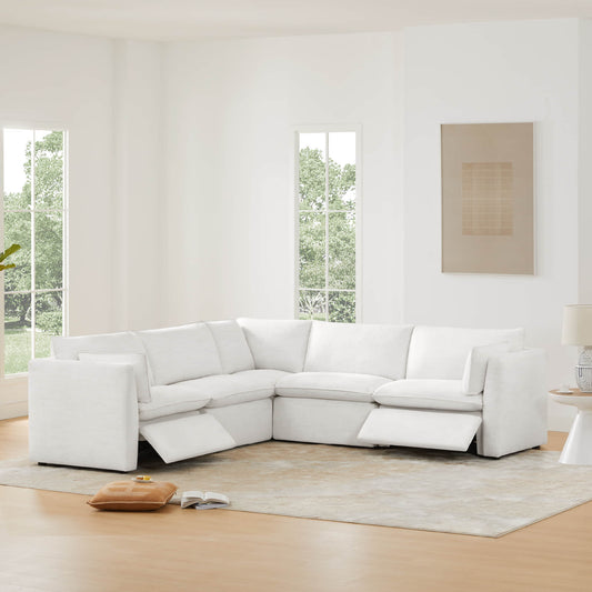 Modular Sofa Set in Feather with Electric Footrests