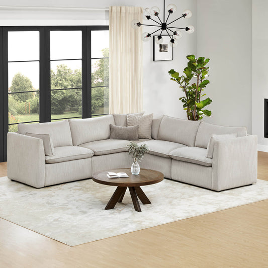 Modular Sofa Set in Feather with Electric Footrests