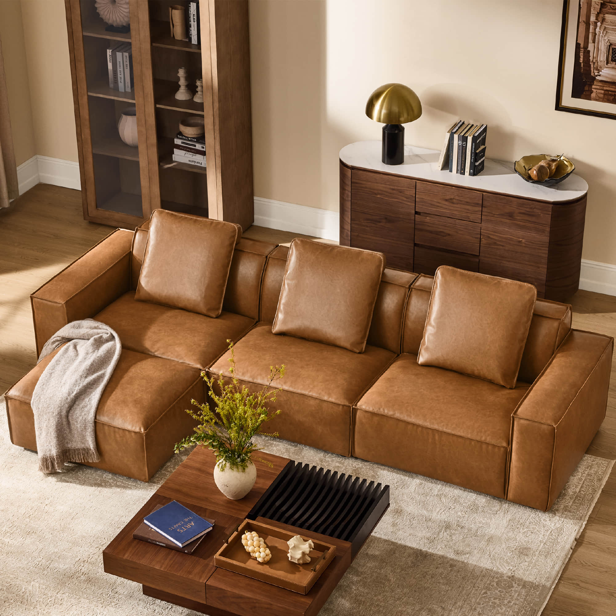 Modular Sofa with Feather-Soft Cushions and Refined Piping