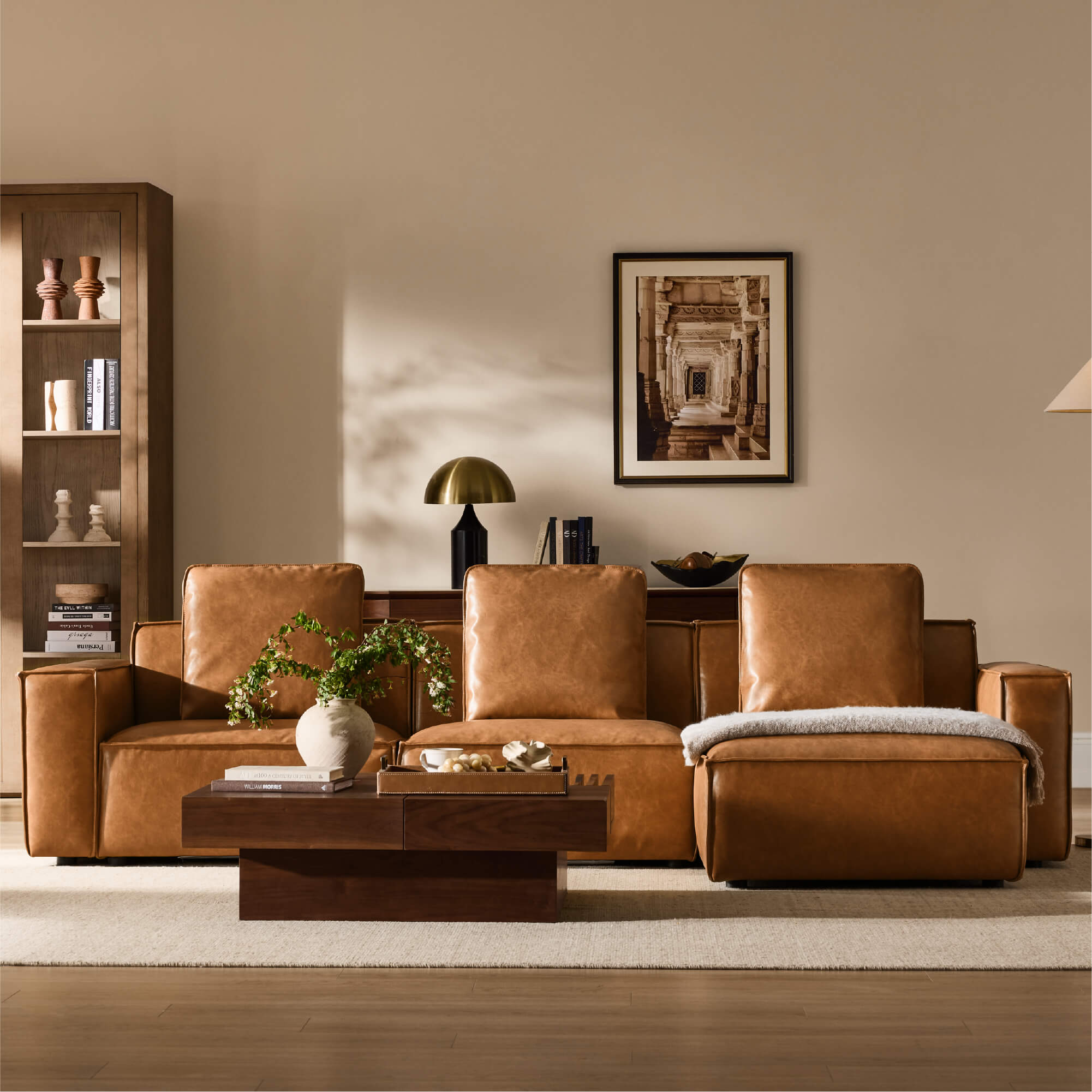 Modular Sofa with Feather-Soft Cushions and Refined Piping