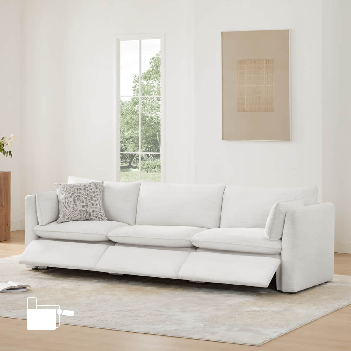 Modular Sofa with Feather Filling and Electric Footrests