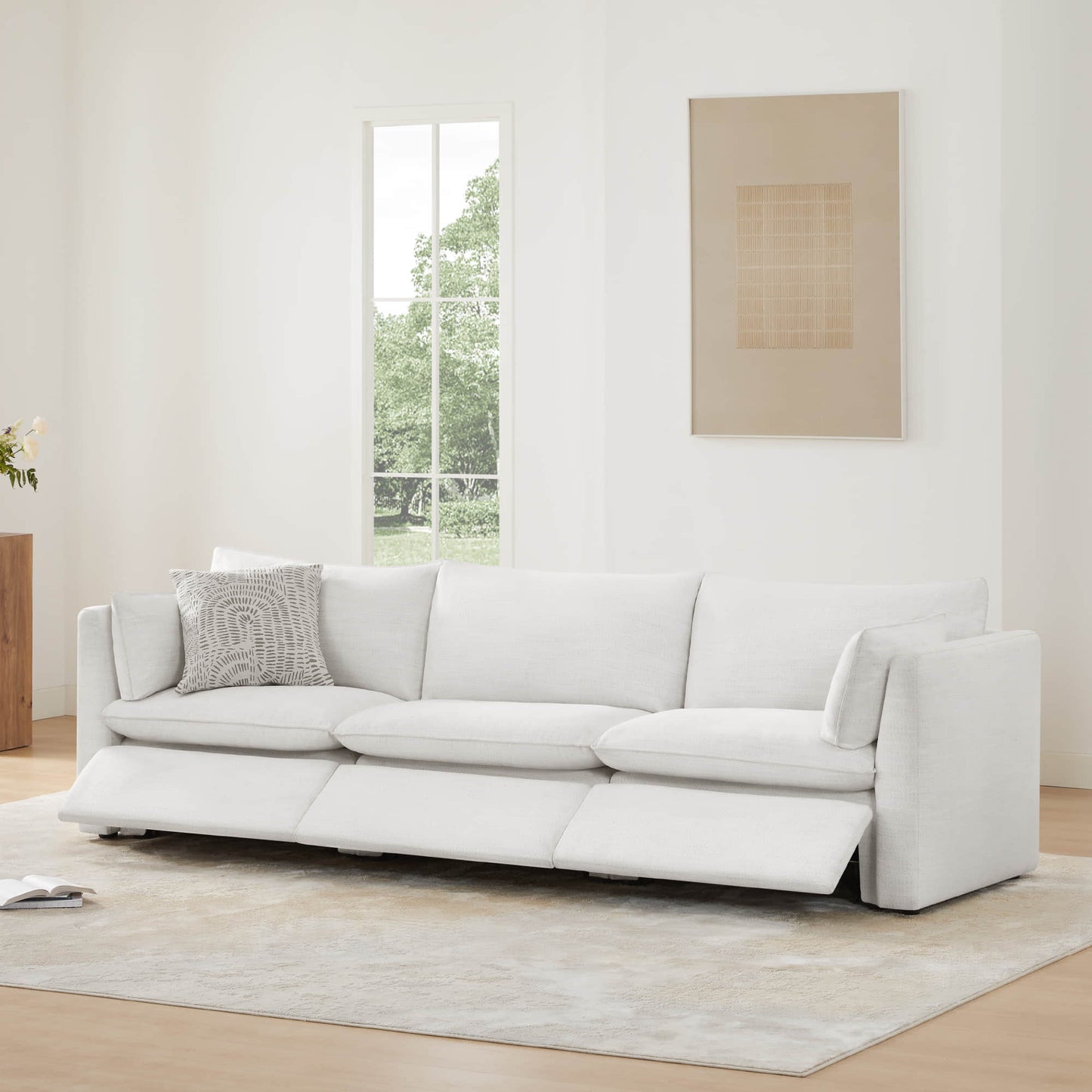 Modular Sofa with Feather Filling and Electric Footrests