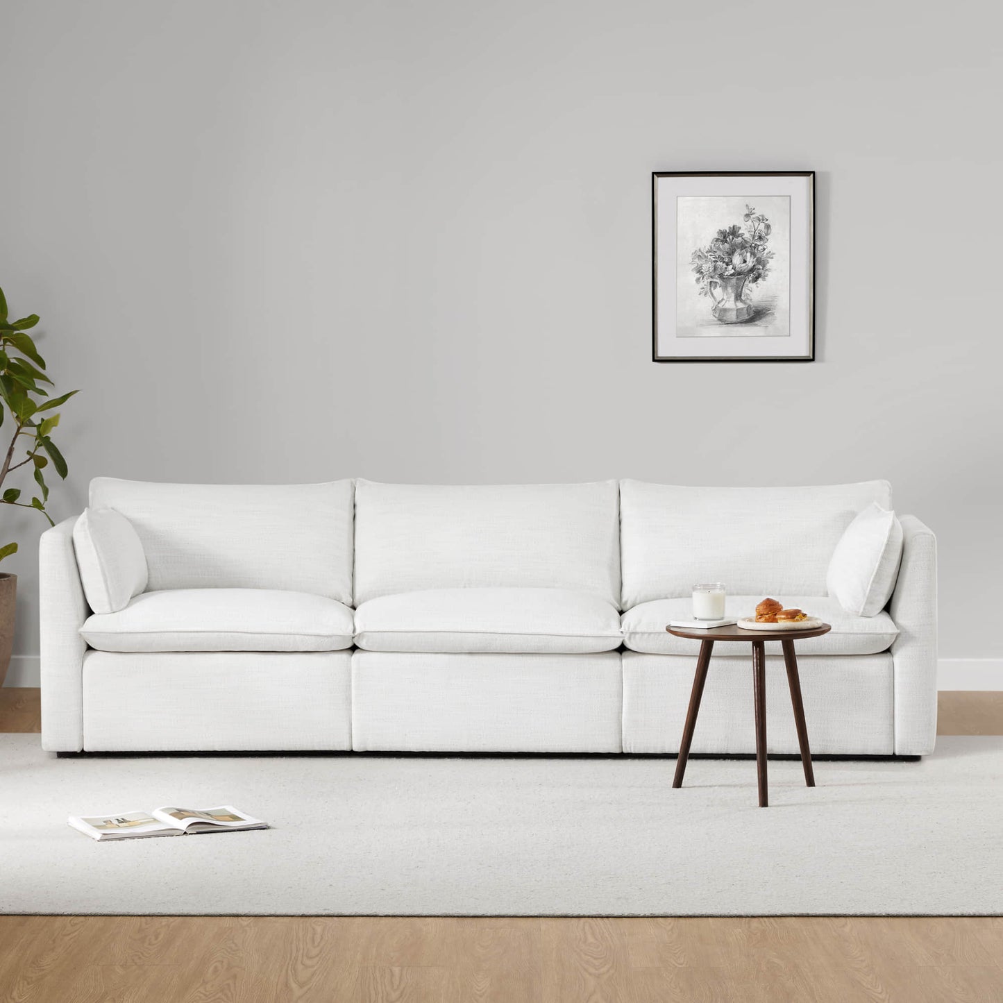 Modular Sofa with Feather Filling and Electric Footrests