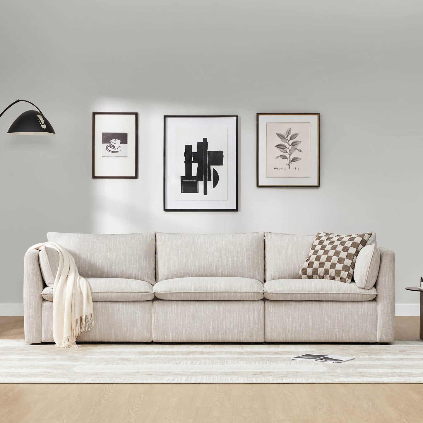 Modular Sofa with Feather Filling and Electric Footrests