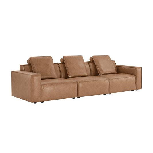 Modular Sofa with Refined Piping in Feather-Soft Fabric