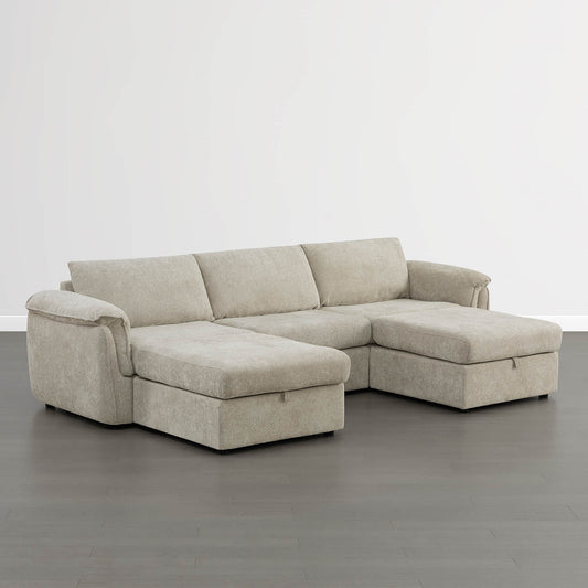 Modular Sofa with Storage Ottoman and 5-Seat Design