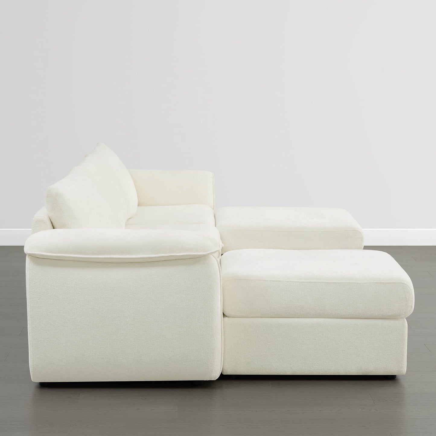 Modular Sofa with Storage Ottoman and 5-Seat Design