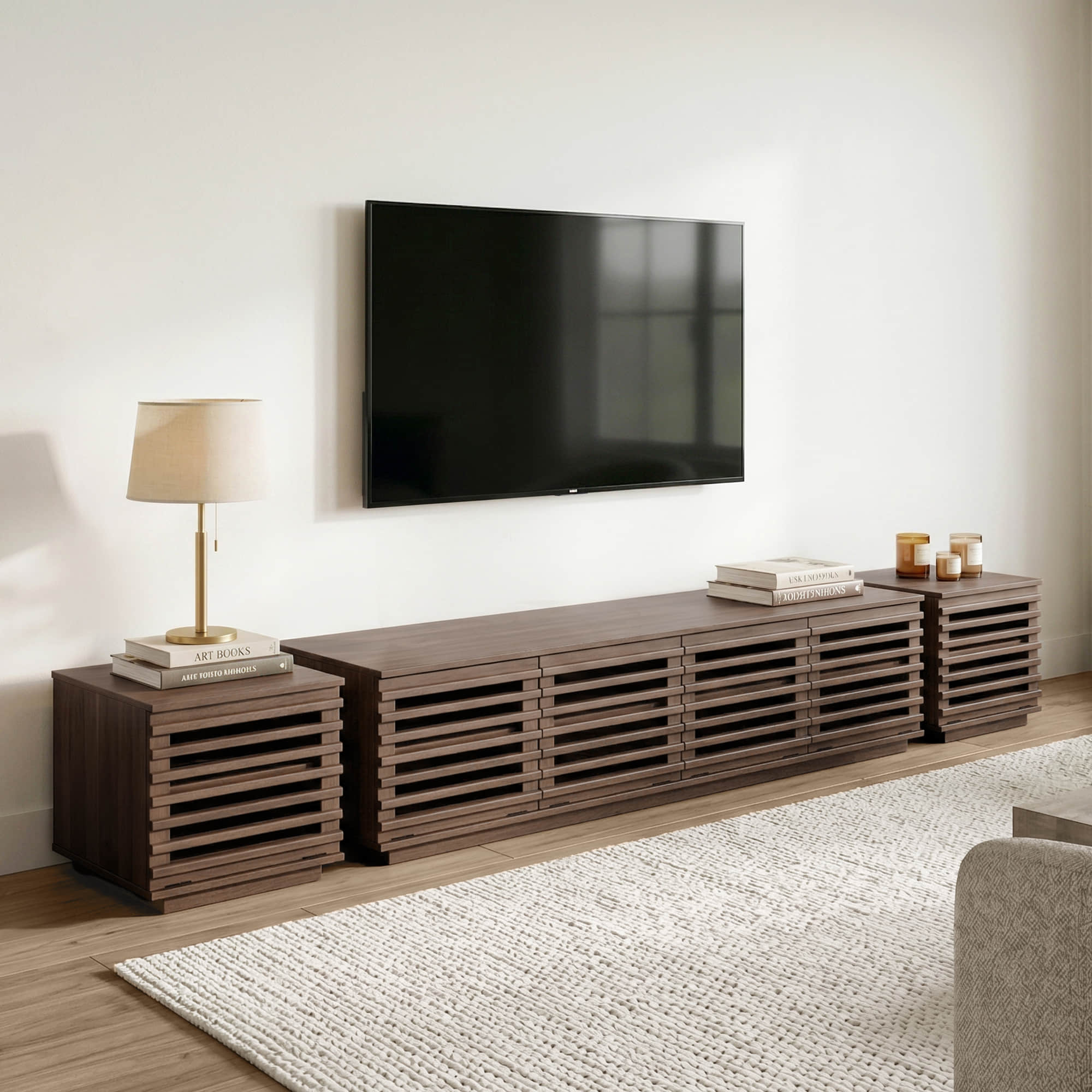 Modular TV Stand in Violet with LED Lighting Feature