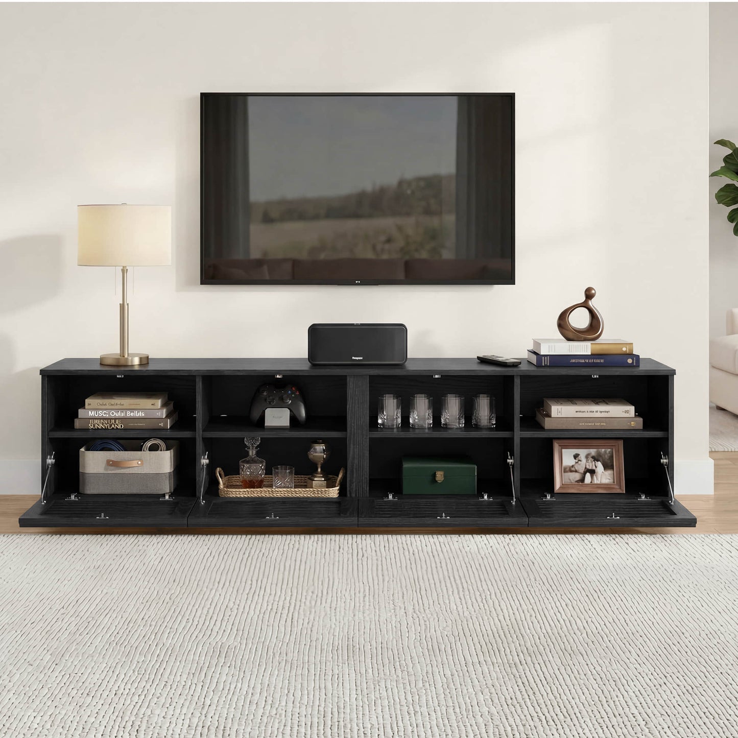 Modular TV Stand in Violet with LED Lighting Feature