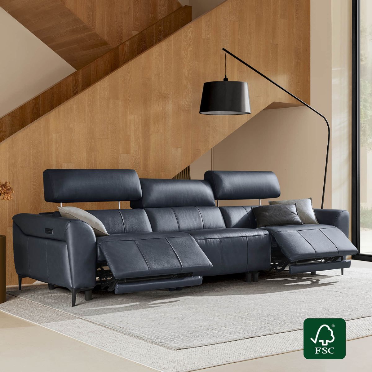 Murphy Dual-Motor Genuine Leather Zero-Wall Reclining Sofa