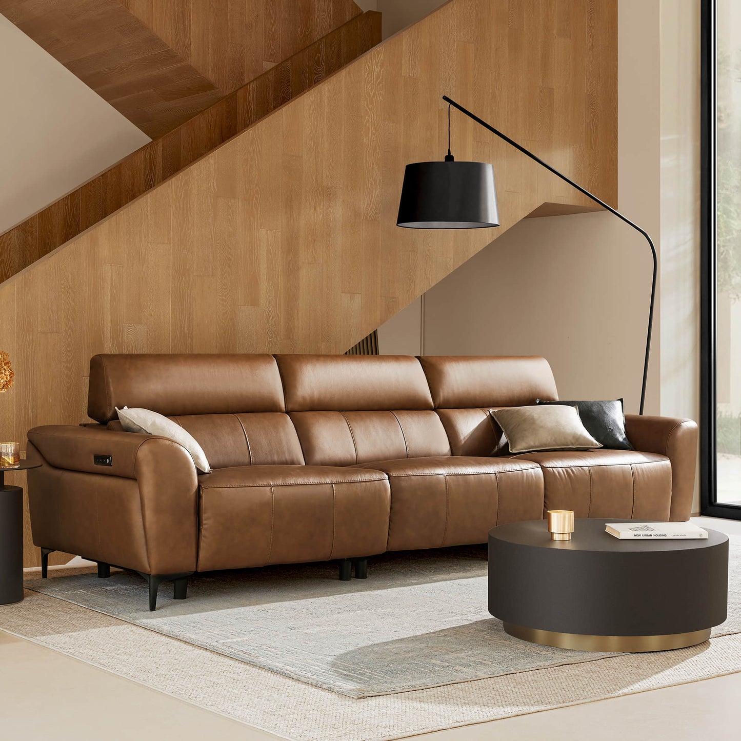 Murphy Dual-Motor Genuine Leather Zero-Wall Reclining Sofa