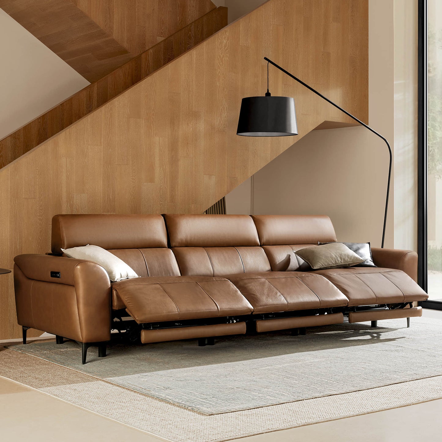 Murphy Dual-Motor Genuine Leather Zero-Wall Reclining Sofa