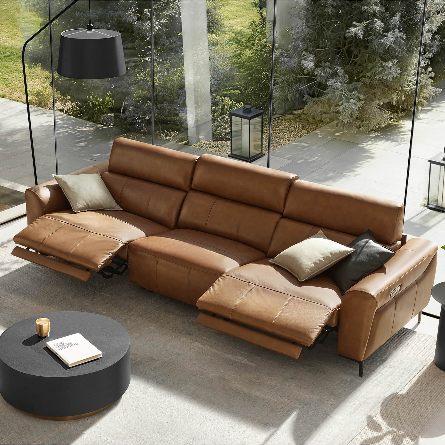 Murphy Dual-Motor Genuine Leather Zero-Wall Reclining Sofa