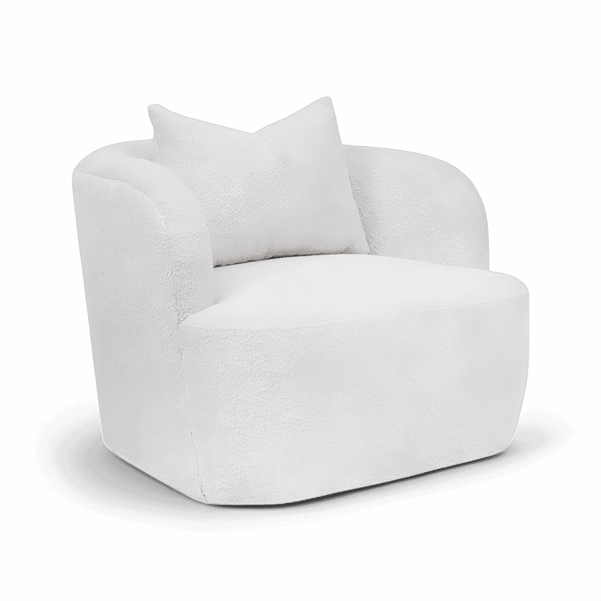 Lounge Chair in White Boucle with Curved Back Design