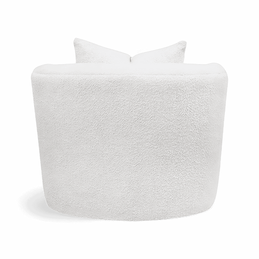 Lounge Chair in White Boucle with Curved Back Design