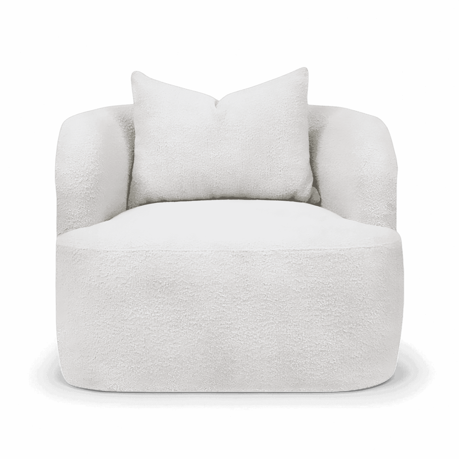 Lounge Chair in White Boucle with Curved Back Design