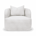 Lounge Chair in White Boucle with Curved Back Design