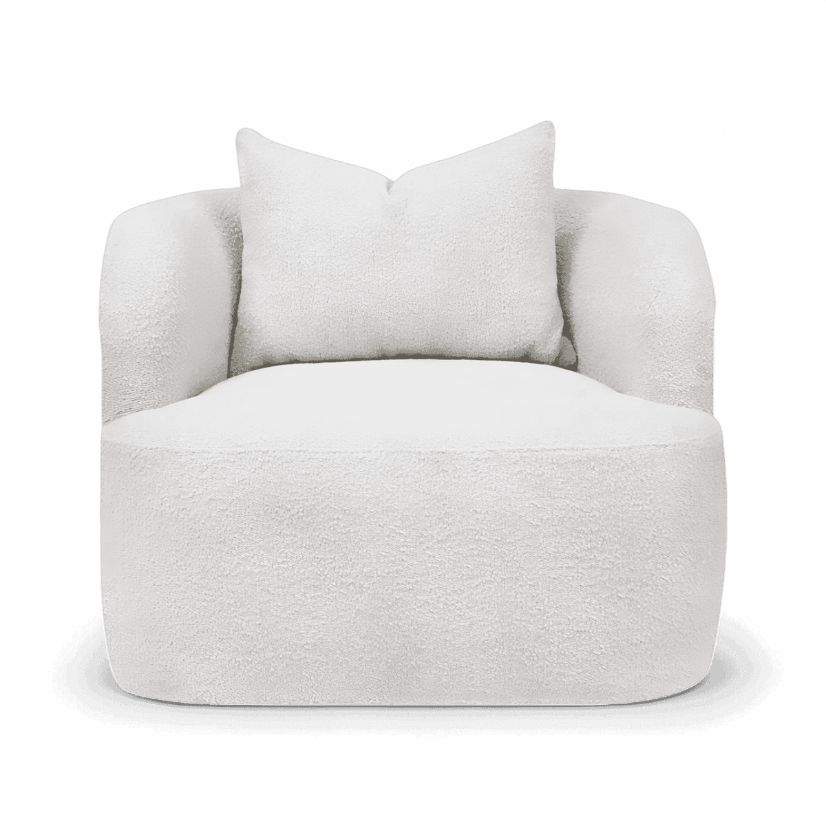 Lounge Chair in White Boucle with Curved Back Design
