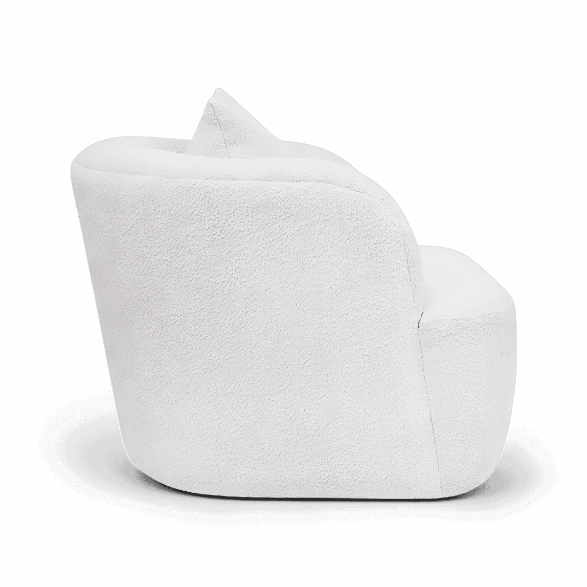 Lounge Chair in White Boucle with Curved Back Design