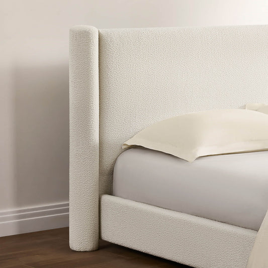 Neta Boucle Upholstered Platform Bed in Full & Queen Sizes