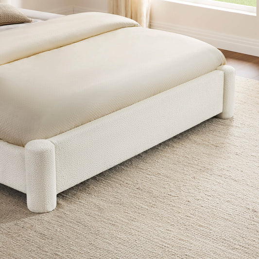 Neta Boucle Upholstered Platform Bed in Full & Queen Sizes