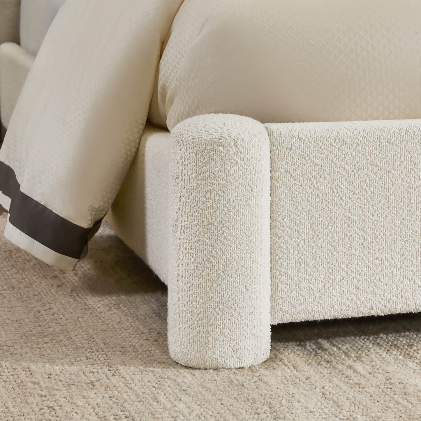 Neta Boucle Upholstered Platform Bed in Full & Queen Sizes